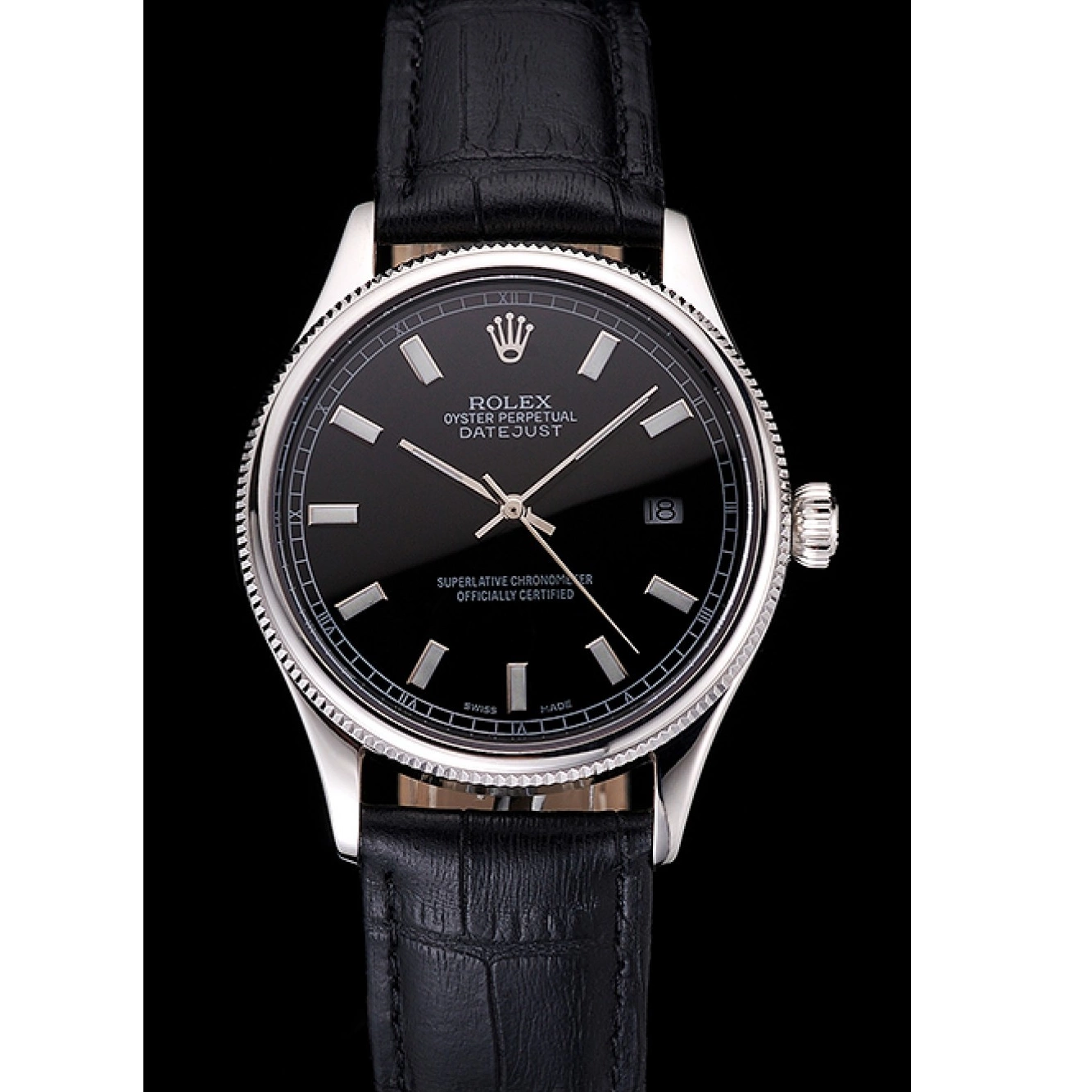 Best AAA Replica Sites Black Case Bracelet And Rolex Swiss Stainless Datejust Dial Steel 0728